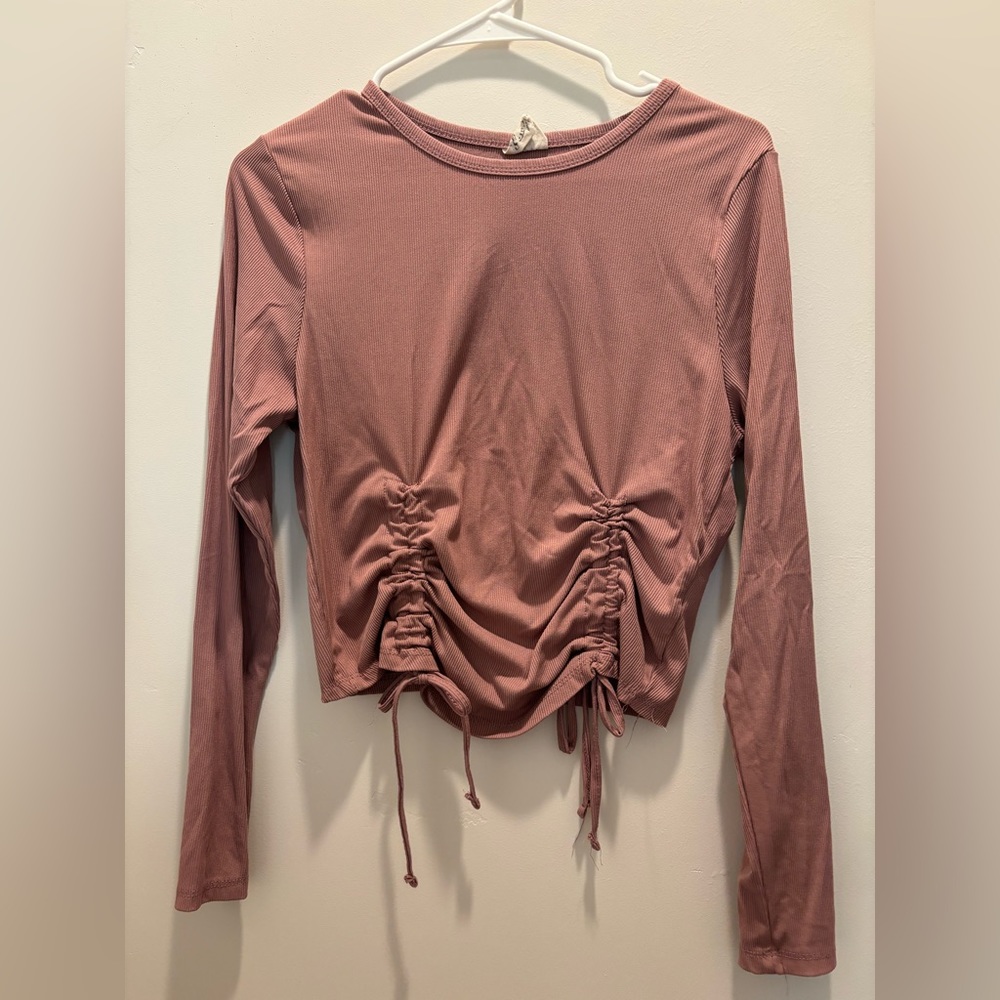Pink Long Sleeve Crop Top
